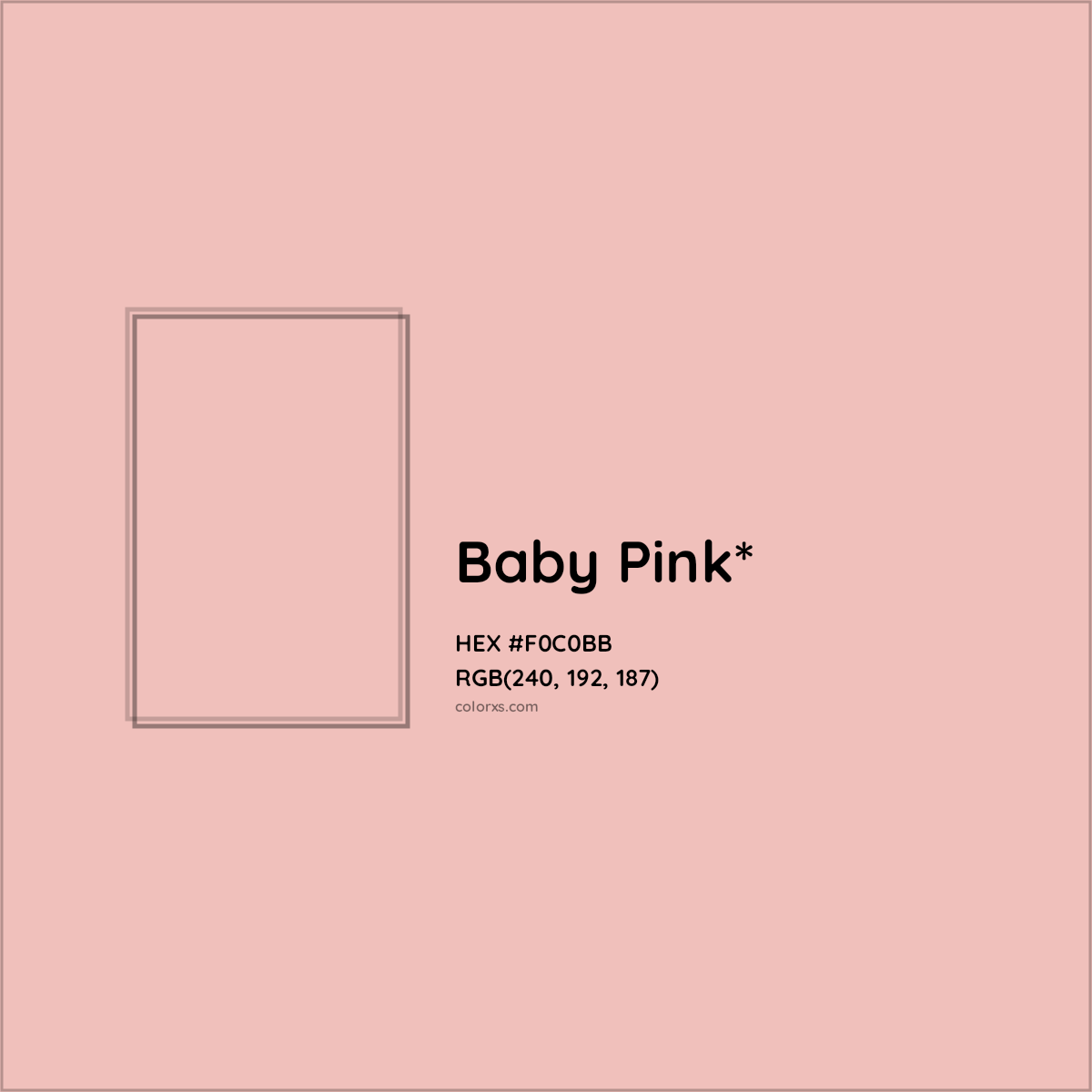 #F0C0BB hex color. RGB, RYB, CMYK, HSL, HSV codes and color conversions. Matching color names, palettes, paints.