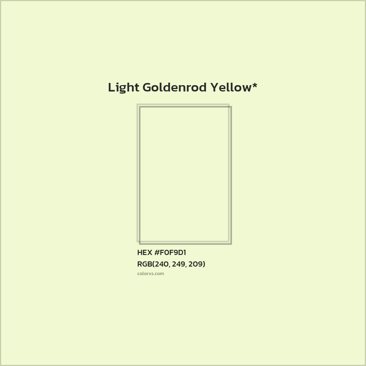 #F0F9D1 hex color. RGB, RYB, CMYK, HSL, HSV codes and color conversions. Matching color names, palettes, paints.