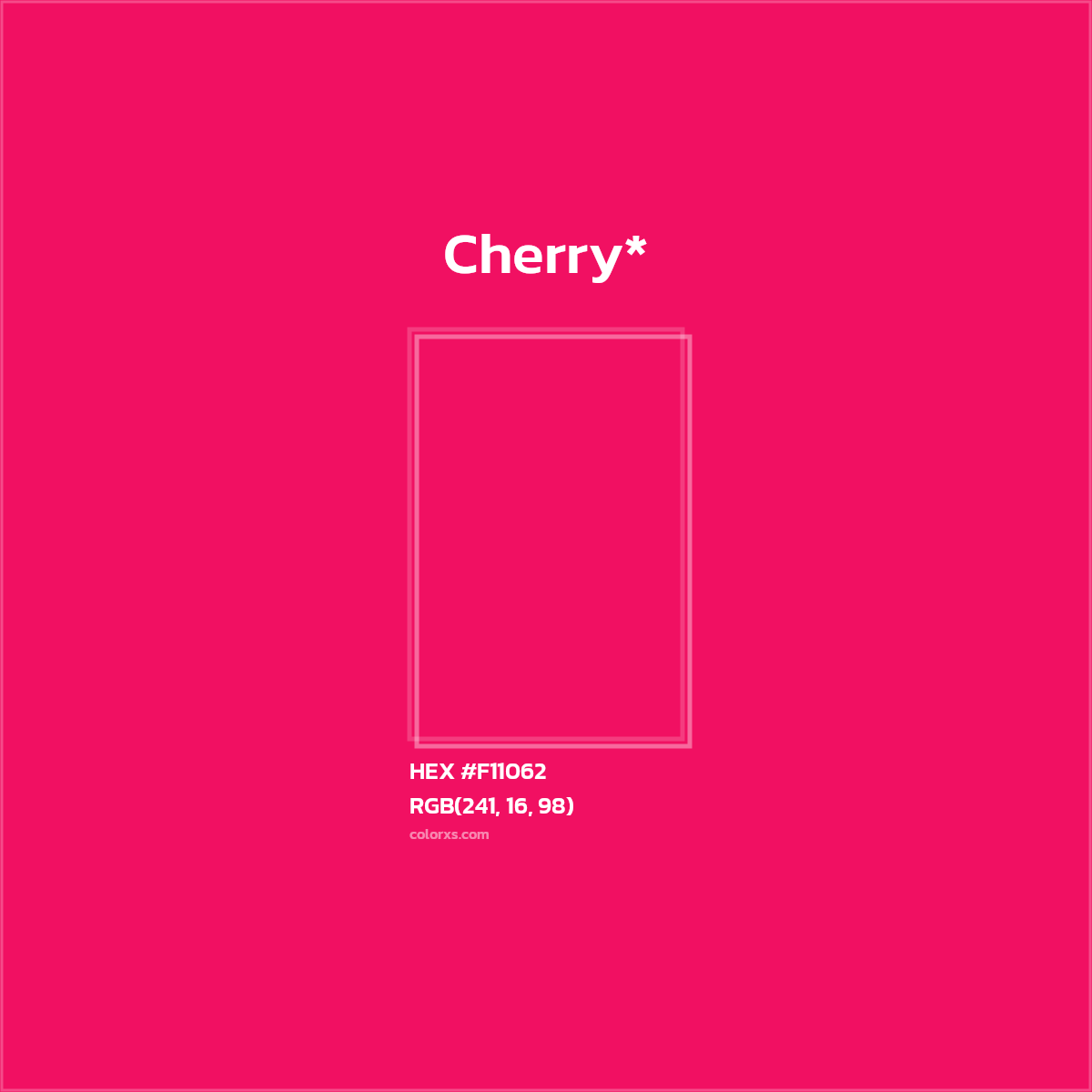 #F11062 hex color. RGB, RYB, CMYK, HSL, HSV codes and color conversions. Matching color names, palettes, paints.