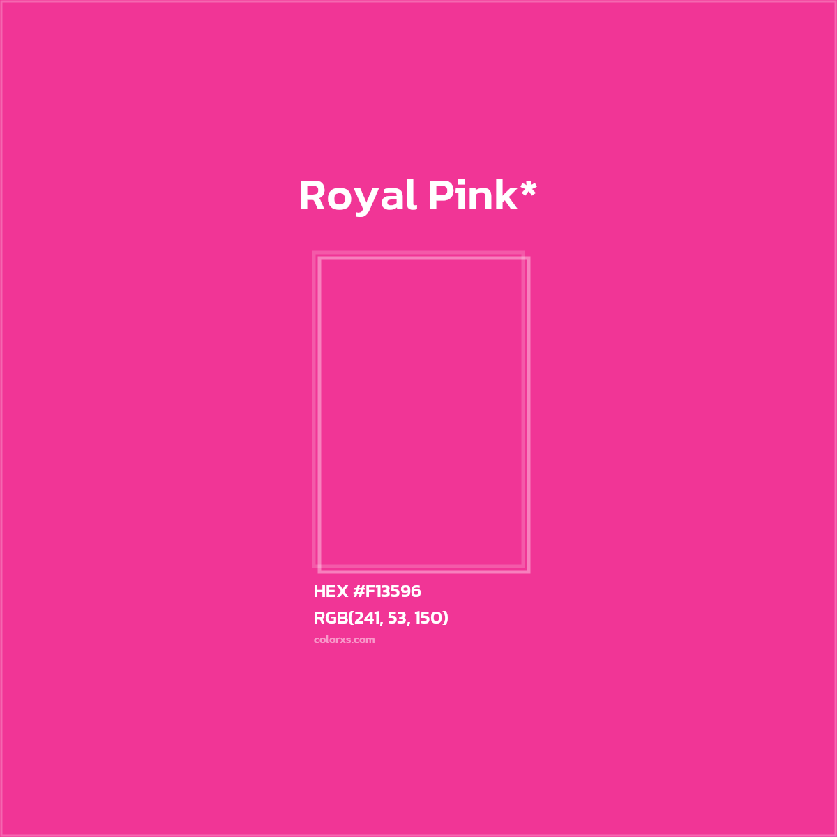 #F13596 hex color. RGB, RYB, CMYK, HSL, HSV codes and color conversions. Matching color names, palettes, paints.