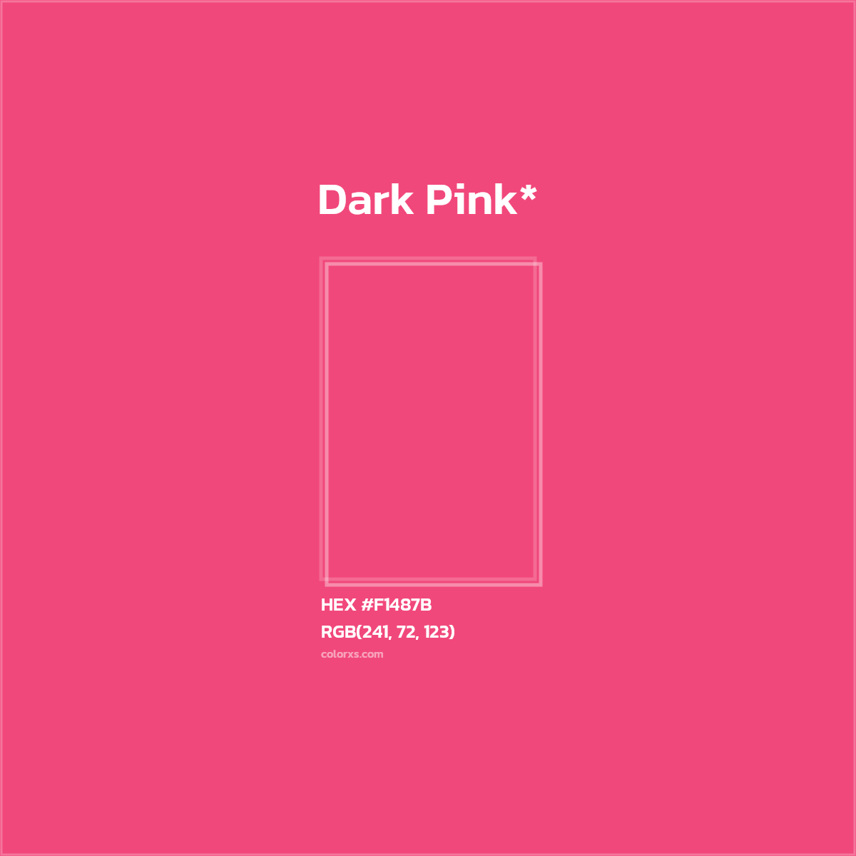 #F1487B hex color. RGB, RYB, CMYK, HSL, HSV codes and color conversions. Matching color names, palettes, paints.