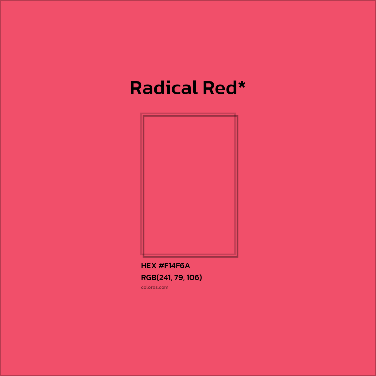 #F14F6A hex color. RGB, RYB, CMYK, HSL, HSV codes and color conversions. Matching color names, palettes, paints.
