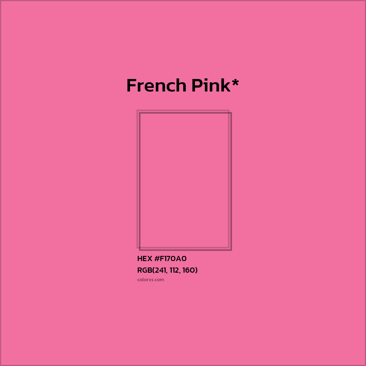 #F170A0 hex color. RGB, RYB, CMYK, HSL, HSV codes and color conversions. Matching color names, palettes, paints.