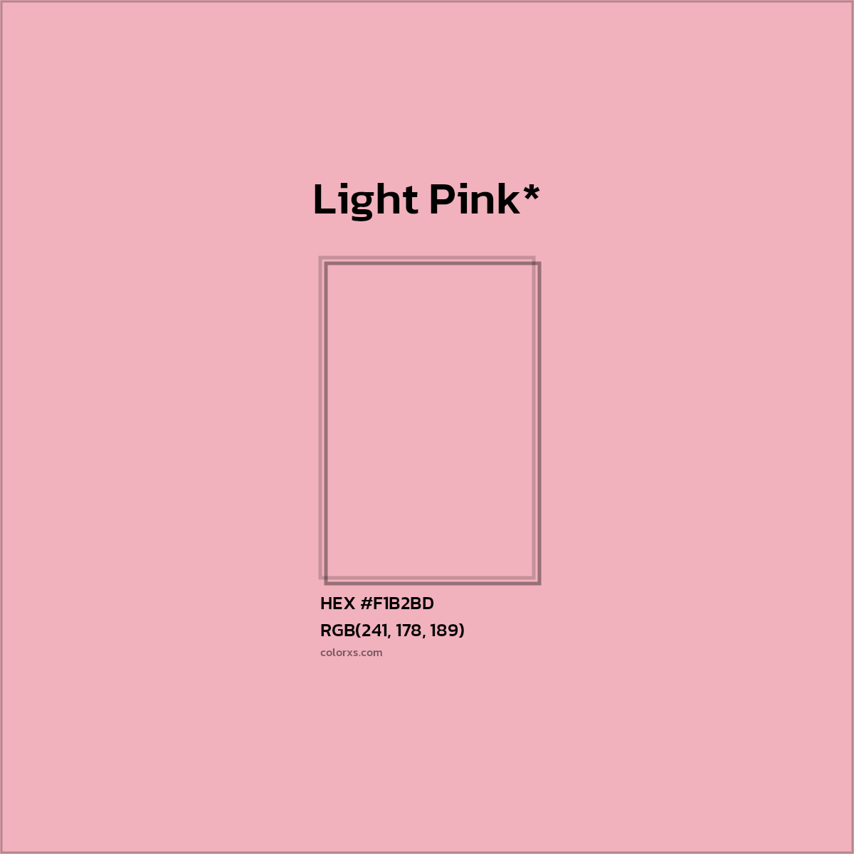 #F1B2BD hex color. RGB, RYB, CMYK, HSL, HSV codes and color conversions. Matching color names, palettes, paints.
