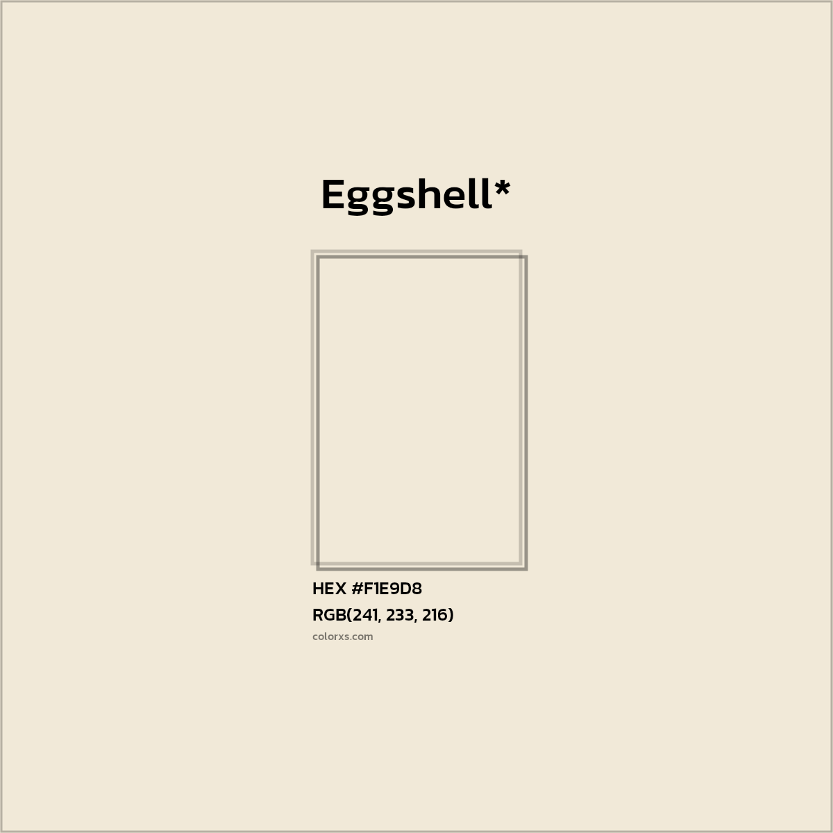#F1E9D8 hex color. RGB, RYB, CMYK, HSL, HSV codes and color conversions. Matching color names, palettes, paints.