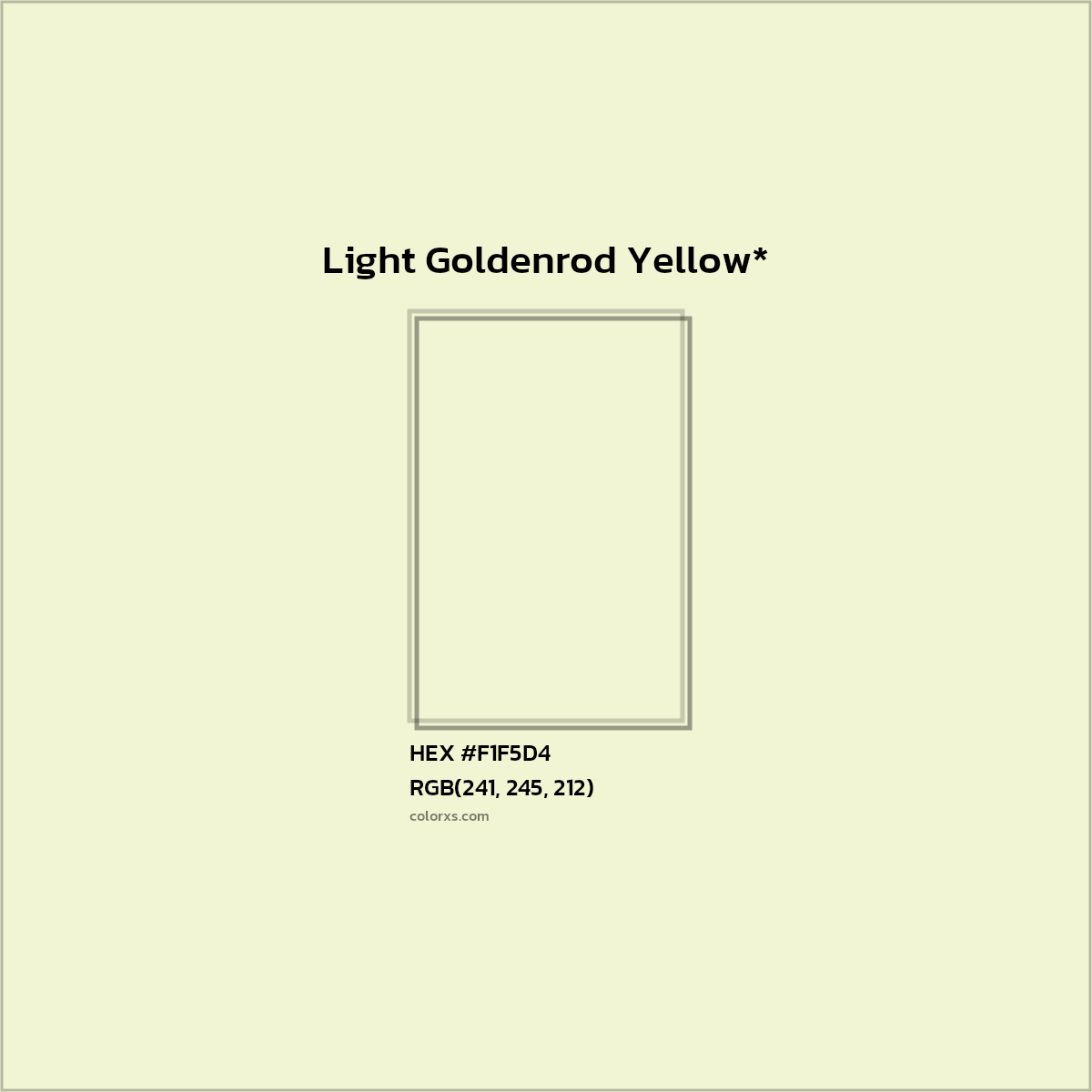 #F1F5D4 hex color. RGB, RYB, CMYK, HSL, HSV codes and color conversions. Matching color names, palettes, paints.