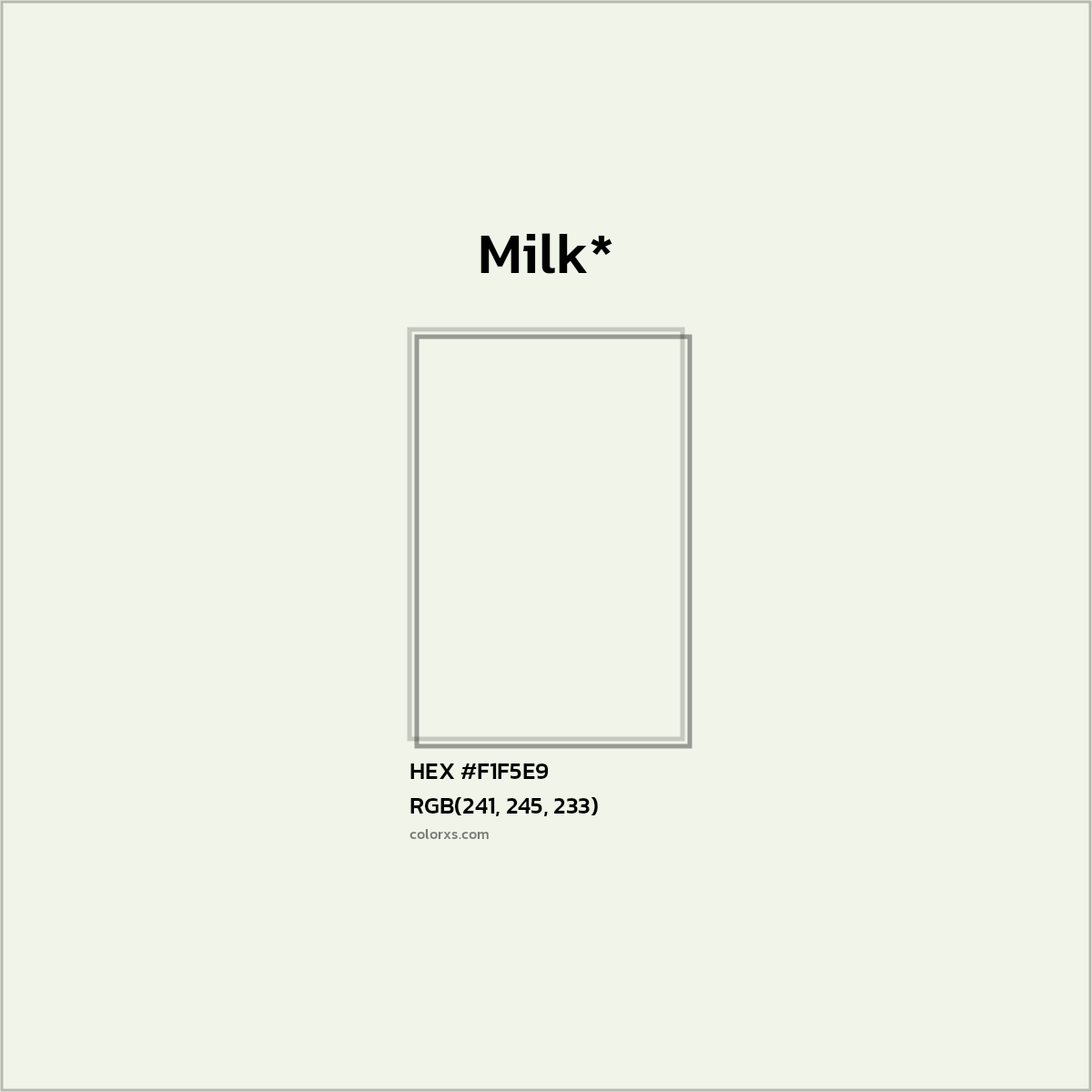 #F1F5E9 hex color. RGB, RYB, CMYK, HSL, HSV codes and color conversions. Matching color names, palettes, paints.