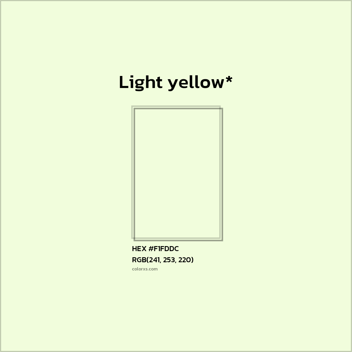 #F1FDDC hex color. RGB, RYB, CMYK, HSL, HSV codes and color conversions. Matching color names, palettes, paints.