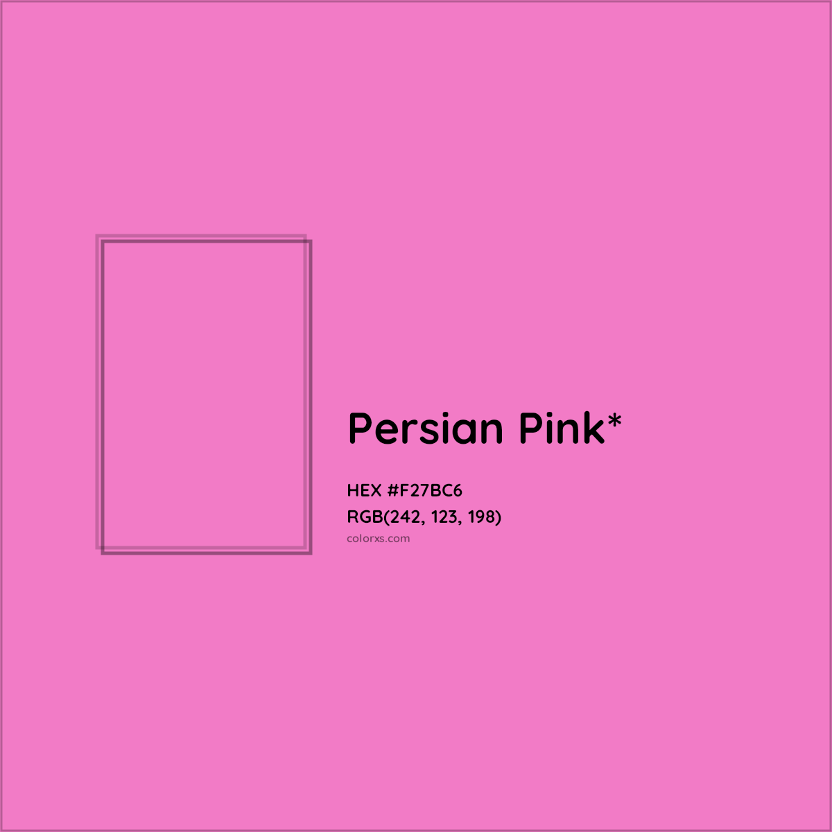 #F27BC6 hex color. RGB, RYB, CMYK, HSL, HSV codes and color conversions. Matching color names, palettes, paints.
