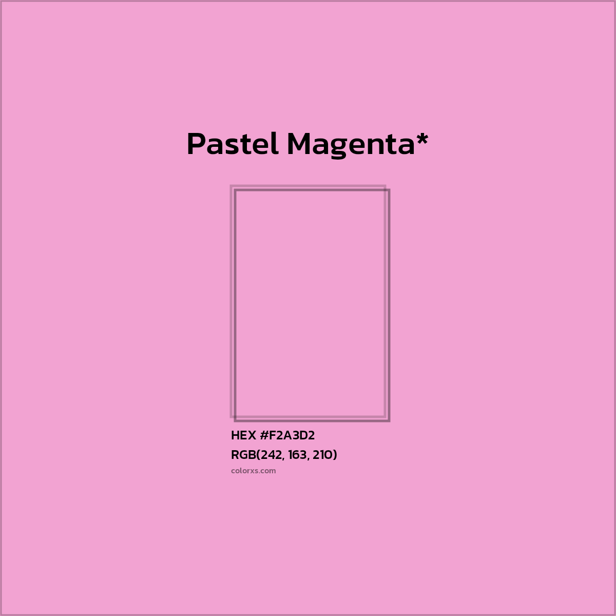 #F2A3D2 hex color. RGB, RYB, CMYK, HSL, HSV codes and color conversions. Matching color names, palettes, paints.