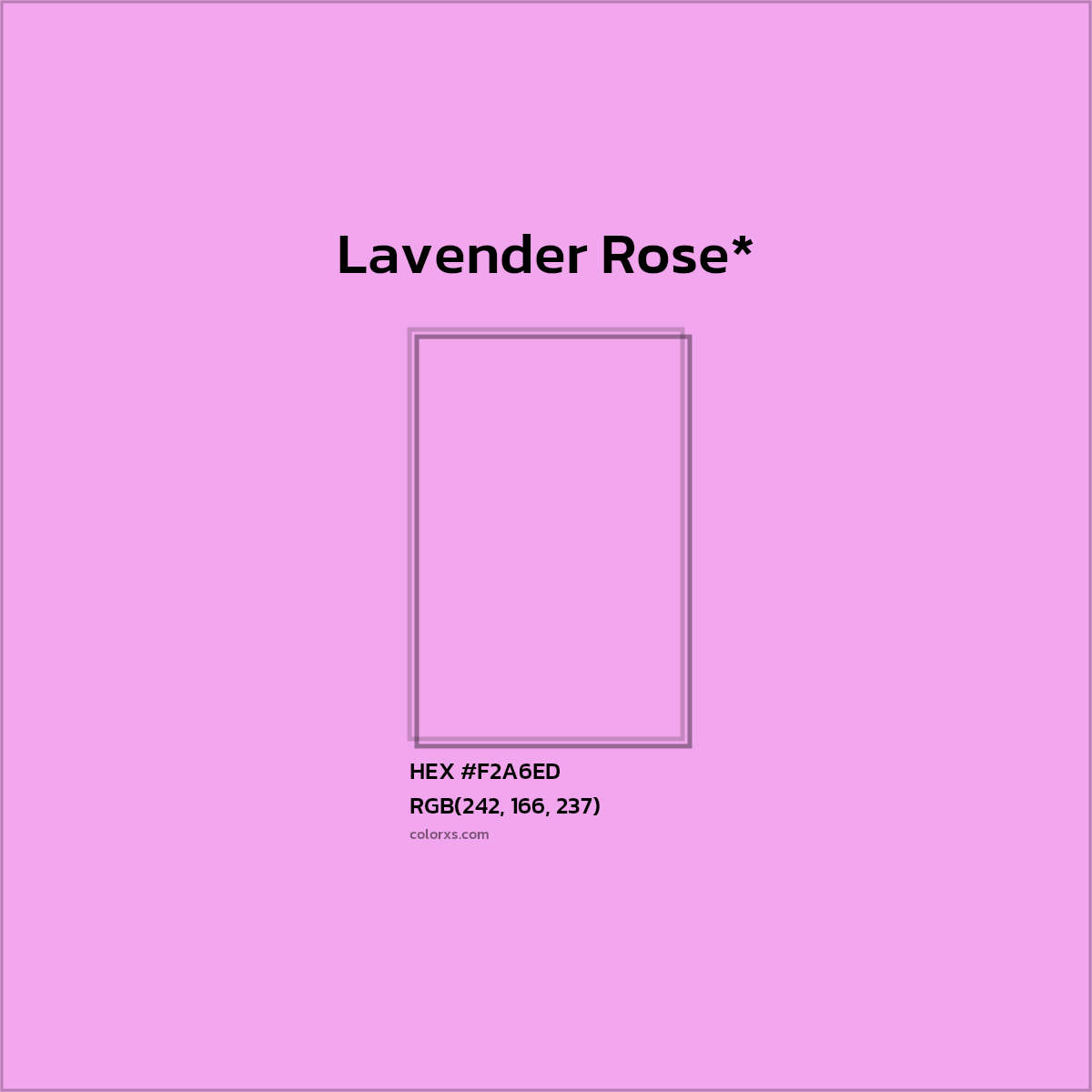 #F2A6ED hex color. RGB, RYB, CMYK, HSL, HSV codes and color conversions. Matching color names, palettes, paints.