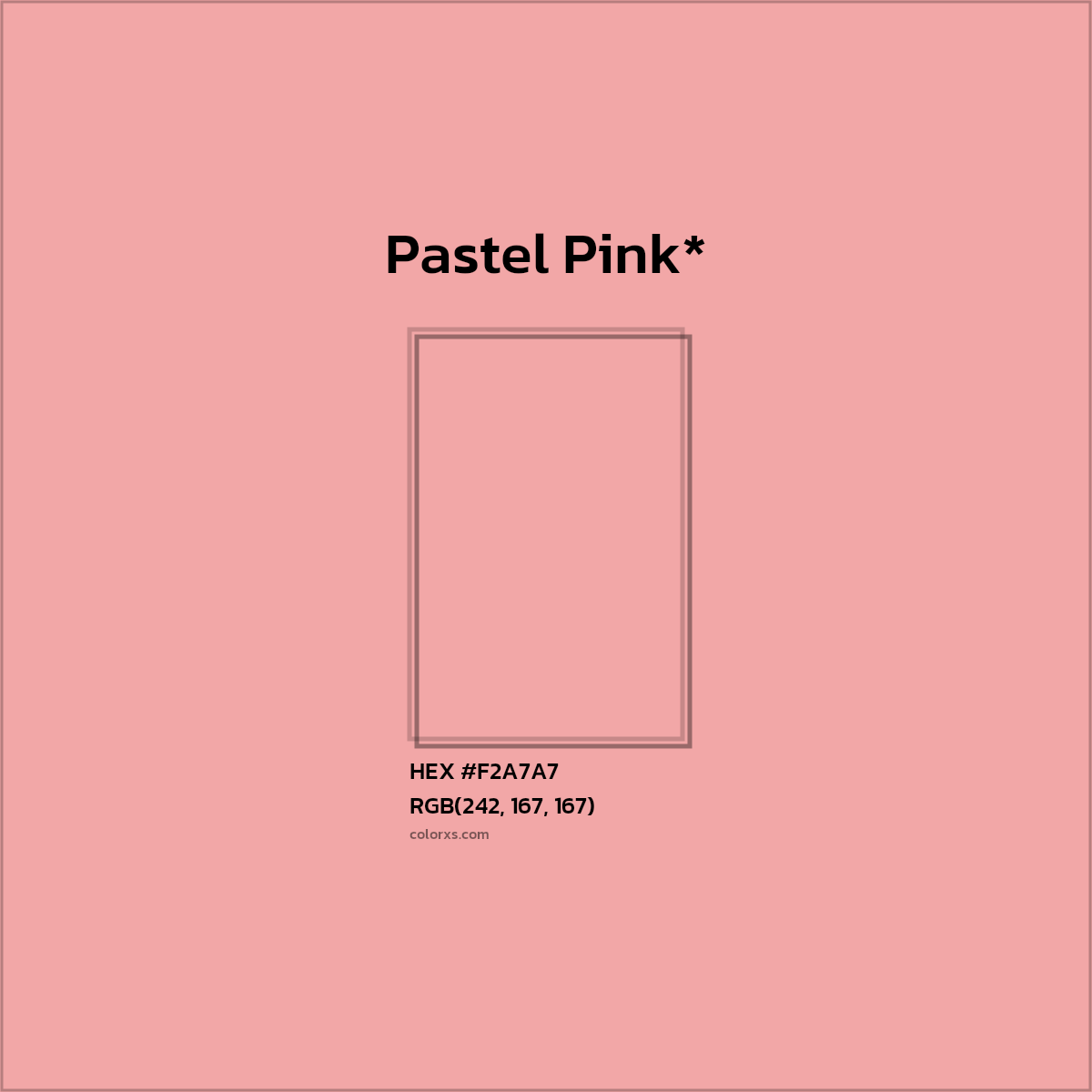 #F2A7A7 hex color. RGB, RYB, CMYK, HSL, HSV codes and color conversions. Matching color names, palettes, paints.