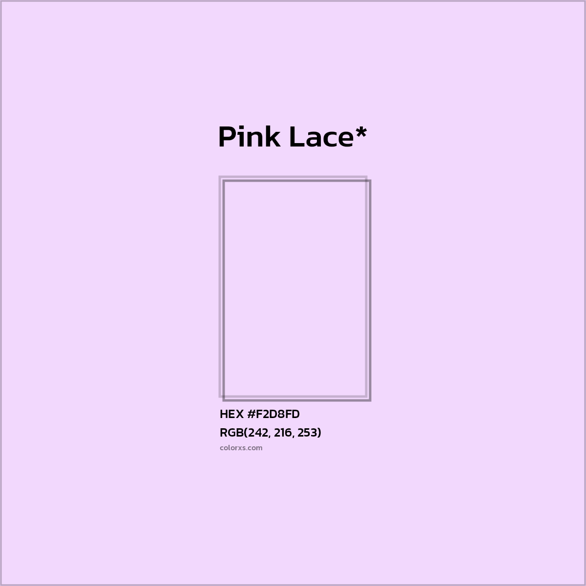 #F2D8FD hex color. RGB, RYB, CMYK, HSL, HSV codes and color conversions. Matching color names, palettes, paints.