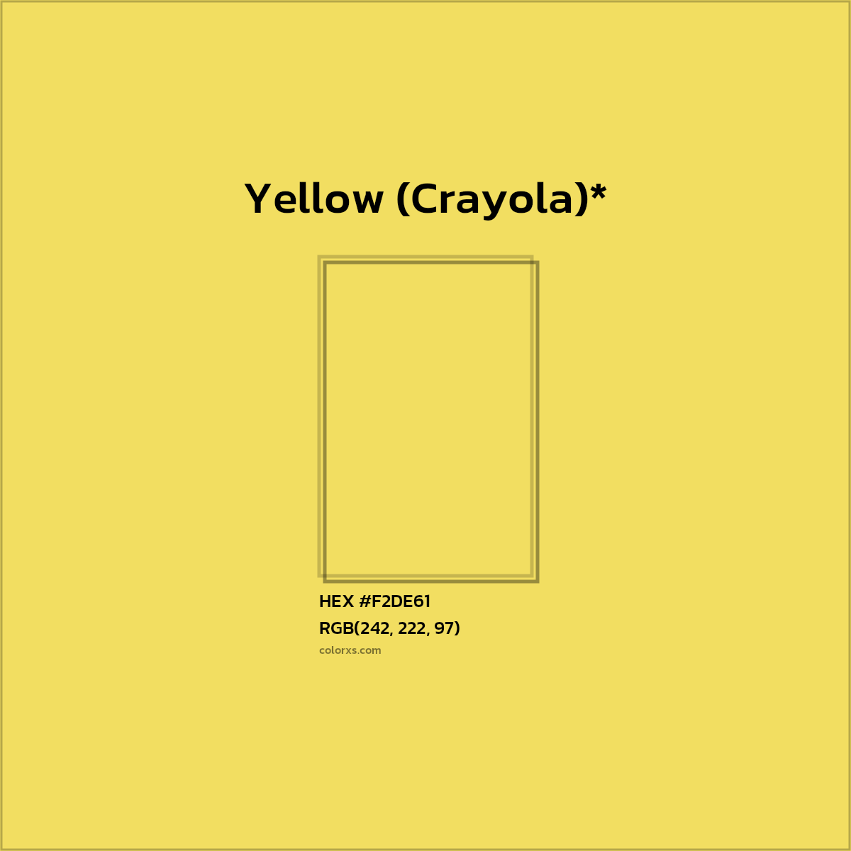#F2DE61 hex color. RGB, RYB, CMYK, HSL, HSV codes and color conversions. Matching color names, palettes, paints.
