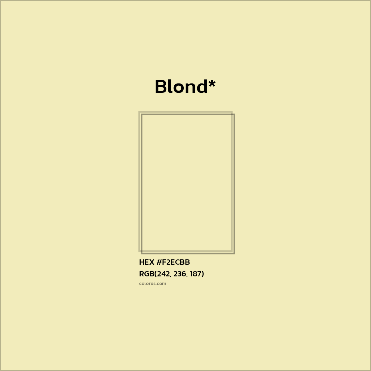 #F2ECBB hex color. RGB, RYB, CMYK, HSL, HSV codes and color conversions. Matching color names, palettes, paints.