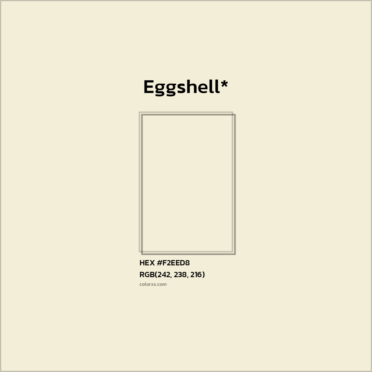 #F2EED8 hex color. RGB, RYB, CMYK, HSL, HSV codes and color conversions. Matching color names, palettes, paints.