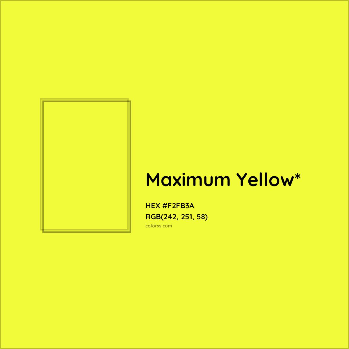 #F2FB3A hex color. RGB, RYB, CMYK, HSL, HSV codes and color conversions. Matching color names, palettes, paints.