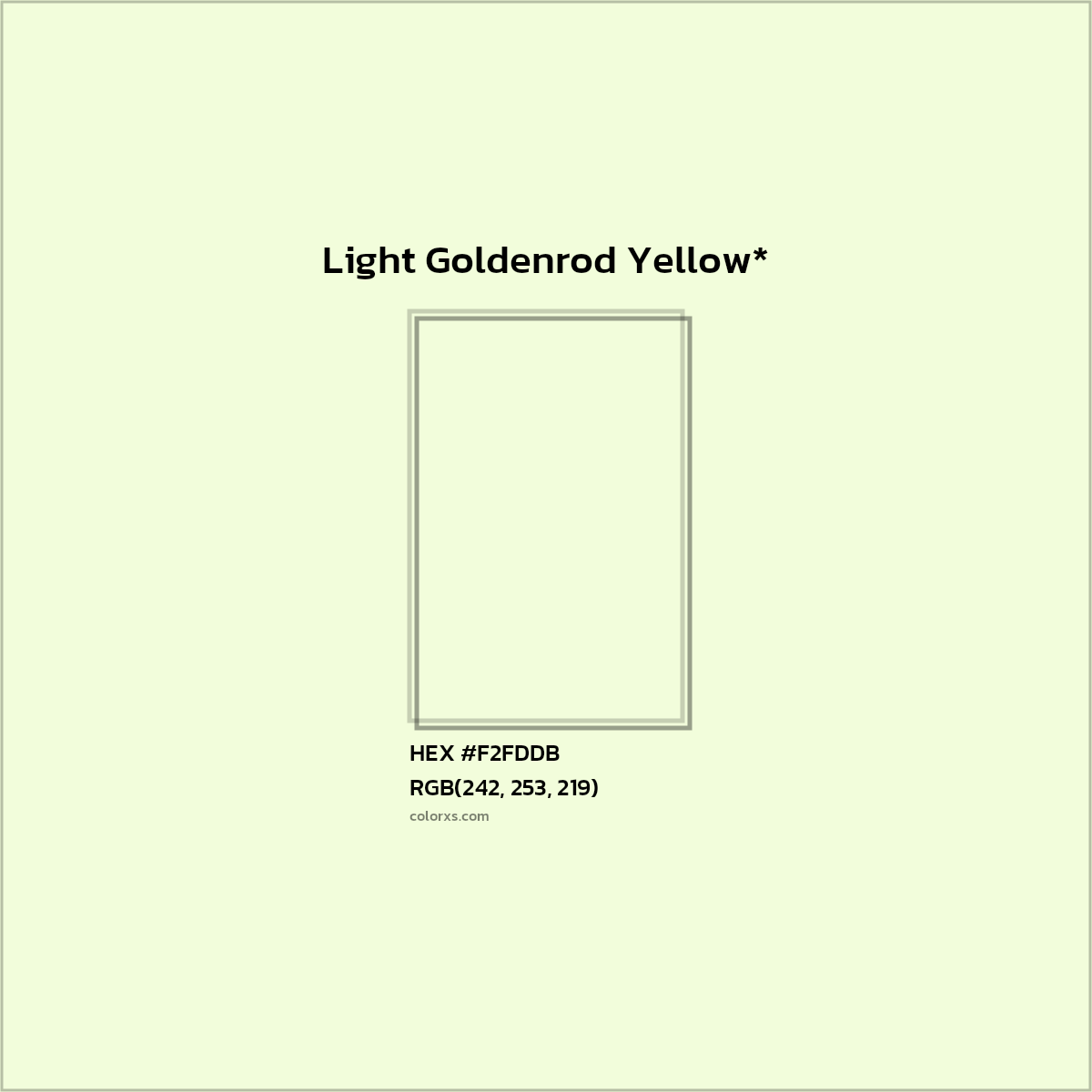 #F2FDDB hex color. RGB, RYB, CMYK, HSL, HSV codes and color conversions. Matching color names, palettes, paints.