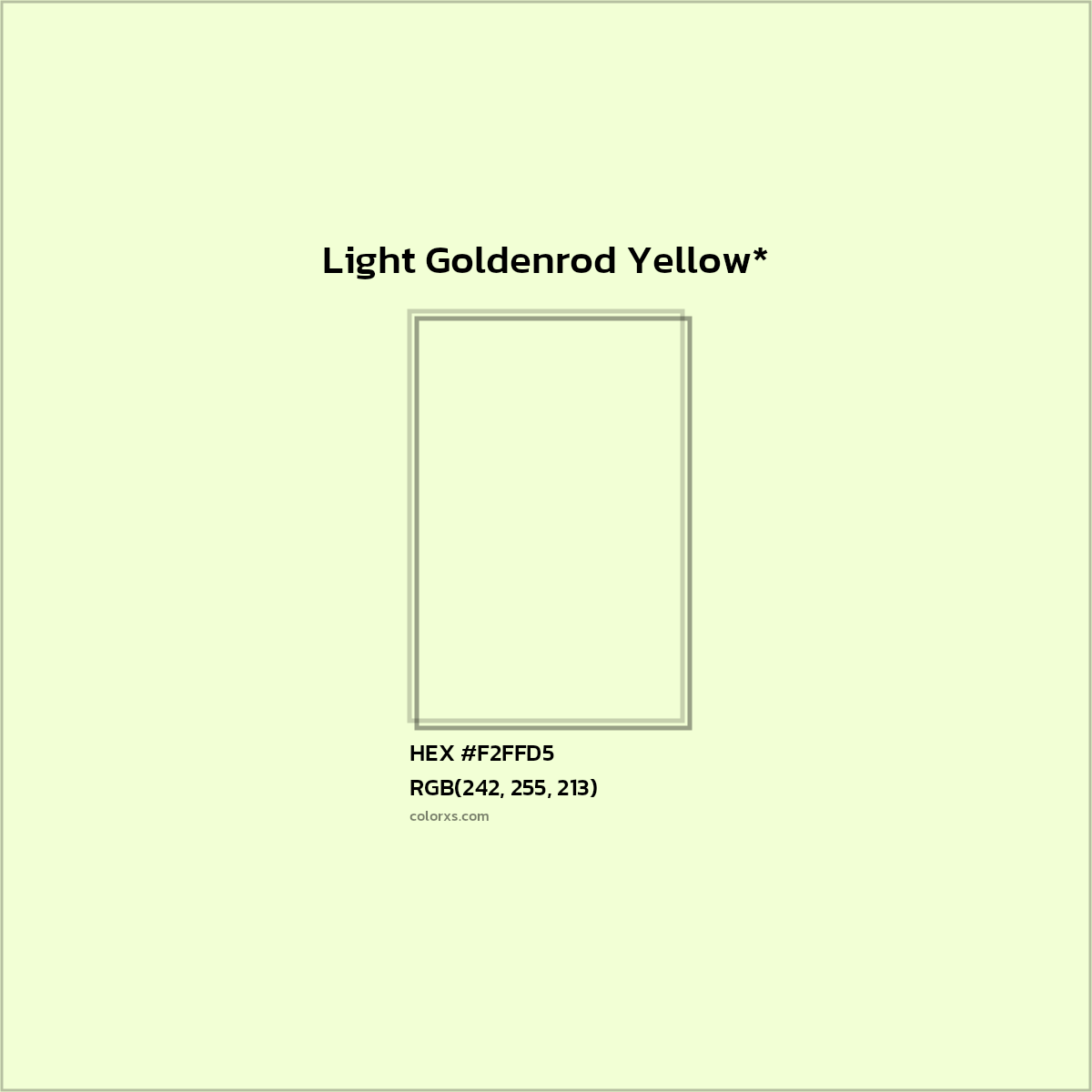 #F2FFD5 hex color. RGB, RYB, CMYK, HSL, HSV codes and color conversions. Matching color names, palettes, paints.