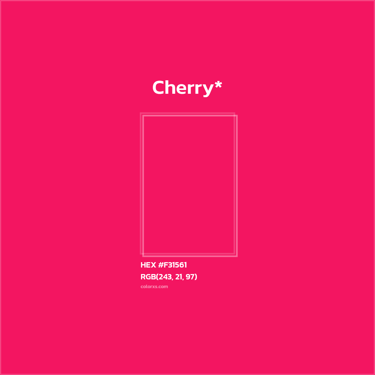 #F31561 hex color. RGB, RYB, CMYK, HSL, HSV codes and color conversions. Matching color names, palettes, paints.