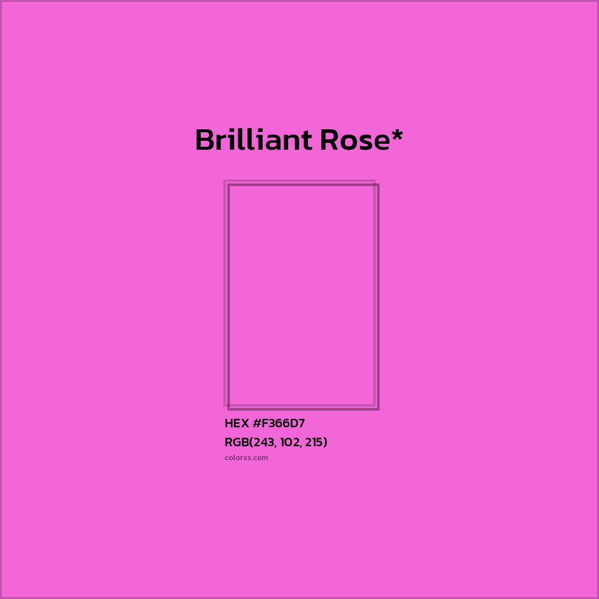 #F366D7 hex color. RGB, RYB, CMYK, HSL, HSV codes and color conversions. Matching color names, palettes, paints.