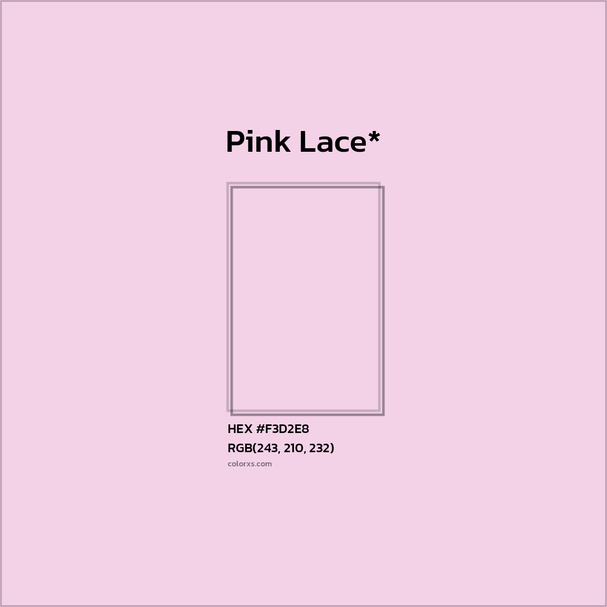 #F3D2E8 hex color. RGB, RYB, CMYK, HSL, HSV codes and color conversions. Matching color names, palettes, paints.