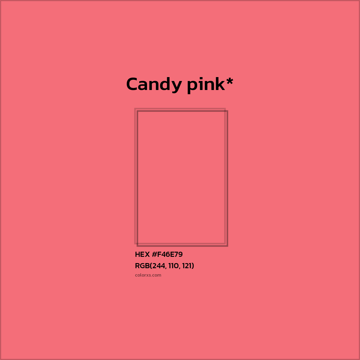 #F46E79 hex color. RGB, RYB, CMYK, HSL, HSV codes and color conversions. Matching color names, palettes, paints.
