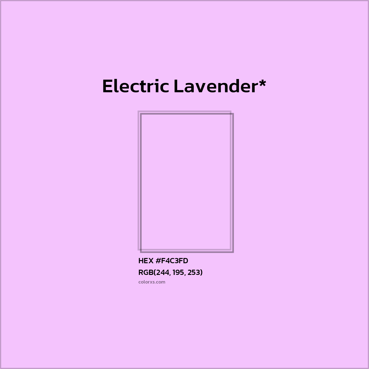 #F4C3FD hex color. RGB, RYB, CMYK, HSL, HSV codes and color conversions. Matching color names, palettes, paints.