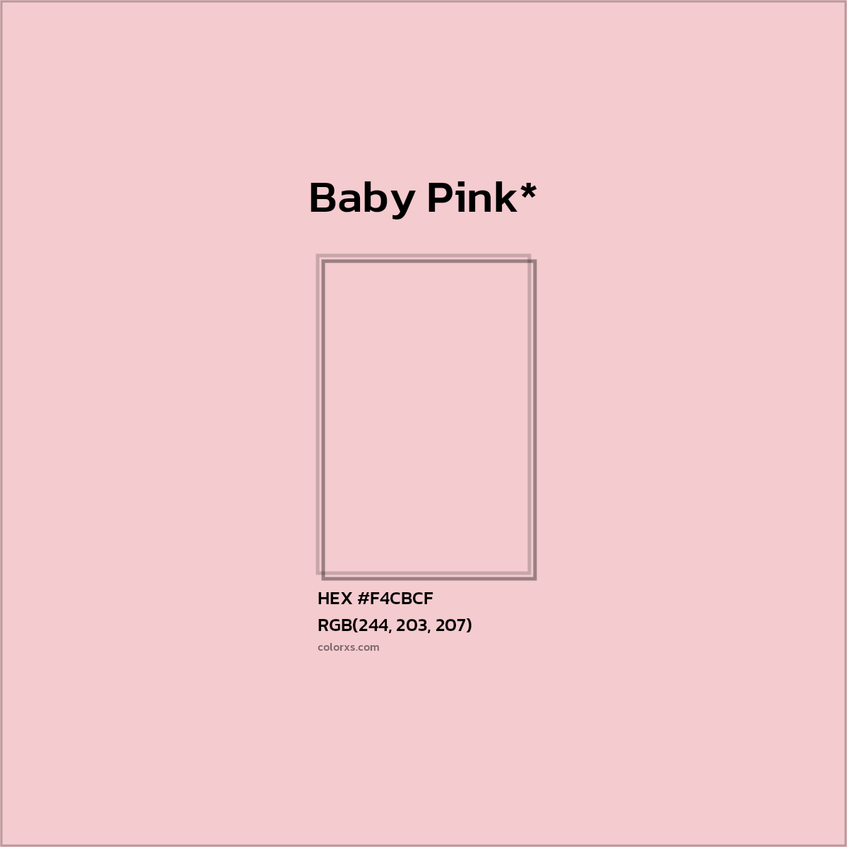 #F4CBCF hex color. RGB, RYB, CMYK, HSL, HSV codes and color conversions. Matching color names, palettes, paints.