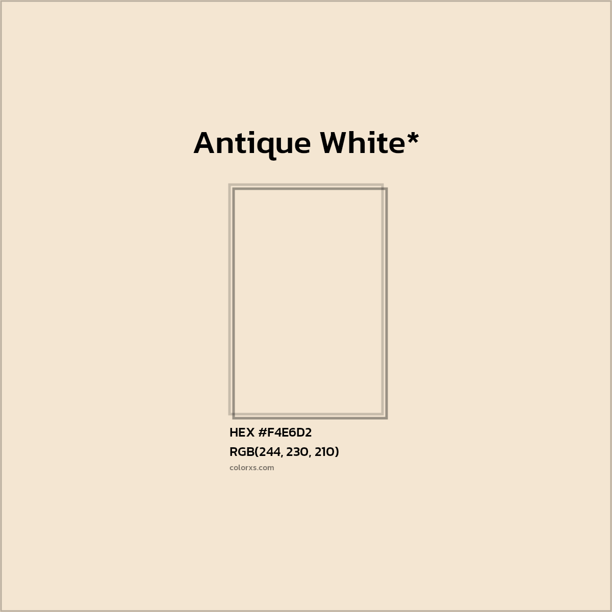 #F4E6D2 hex color. RGB, RYB, CMYK, HSL, HSV codes and color conversions. Matching color names, palettes, paints.