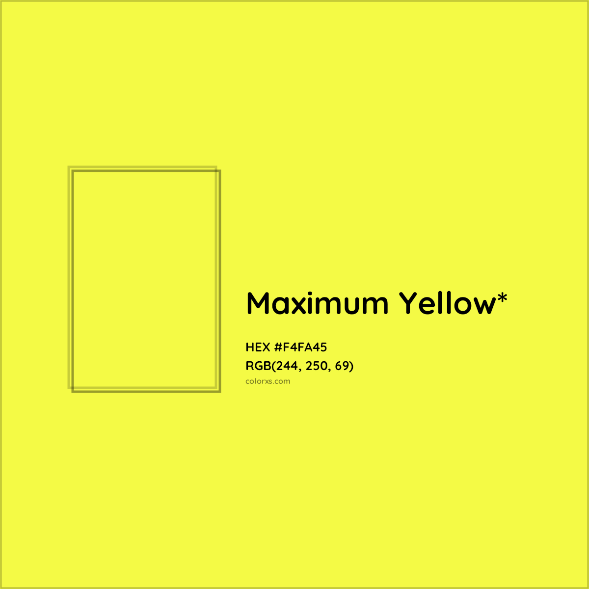 #F4FA45 hex color. RGB, RYB, CMYK, HSL, HSV codes and color conversions. Matching color names, palettes, paints.