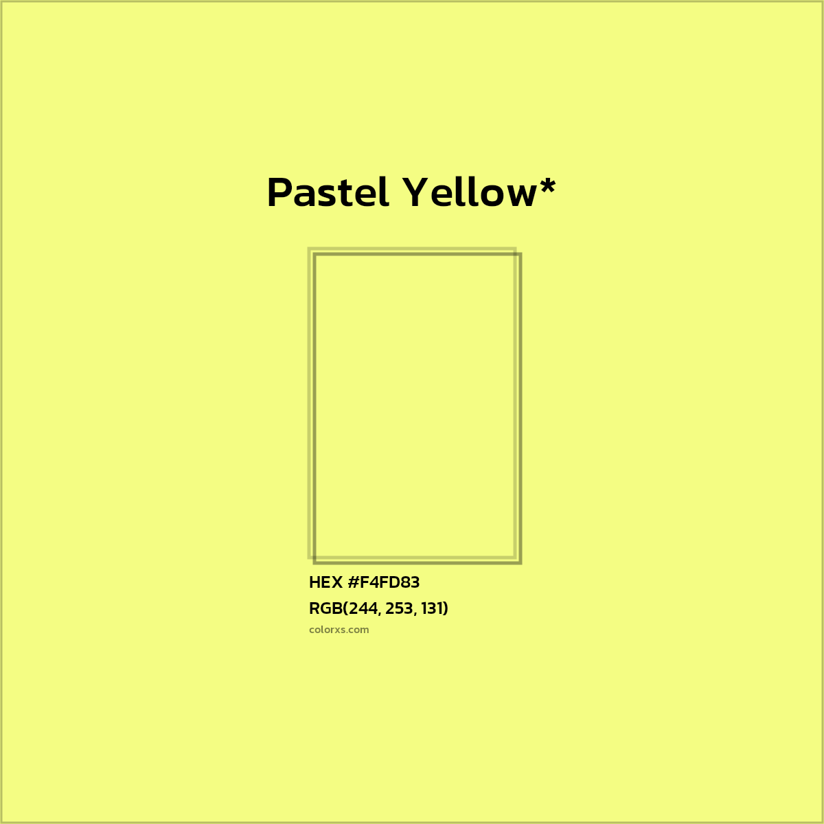 #F4FD83 hex color. RGB, RYB, CMYK, HSL, HSV codes and color conversions. Matching color names, palettes, paints.
