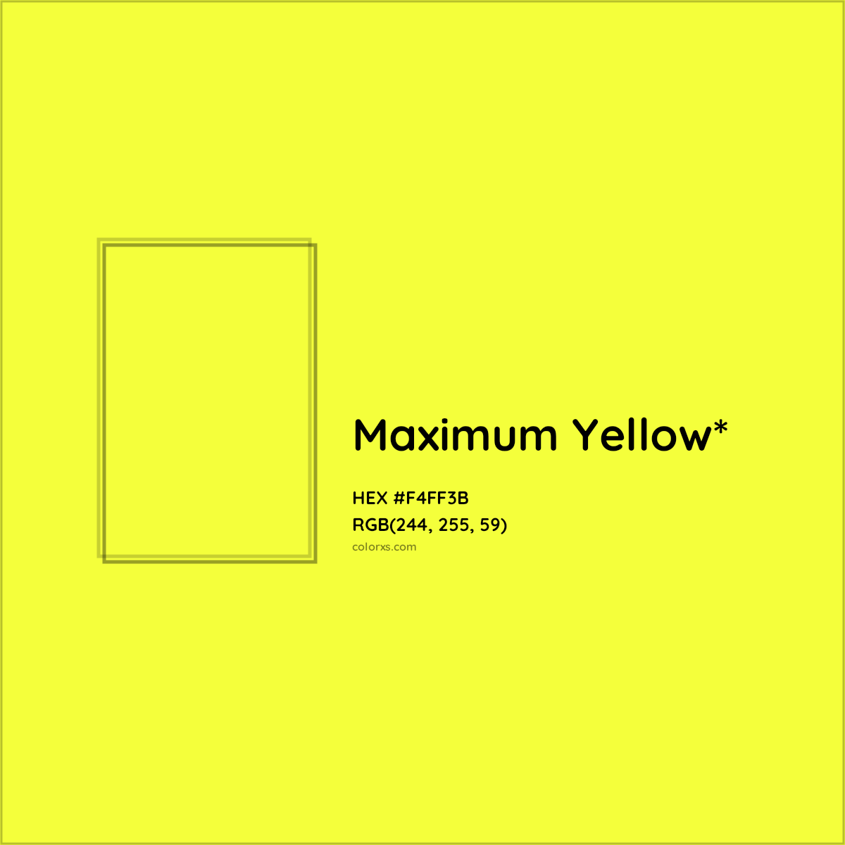 #F4FF3B hex color. RGB, RYB, CMYK, HSL, HSV codes and color conversions. Matching color names, palettes, paints.