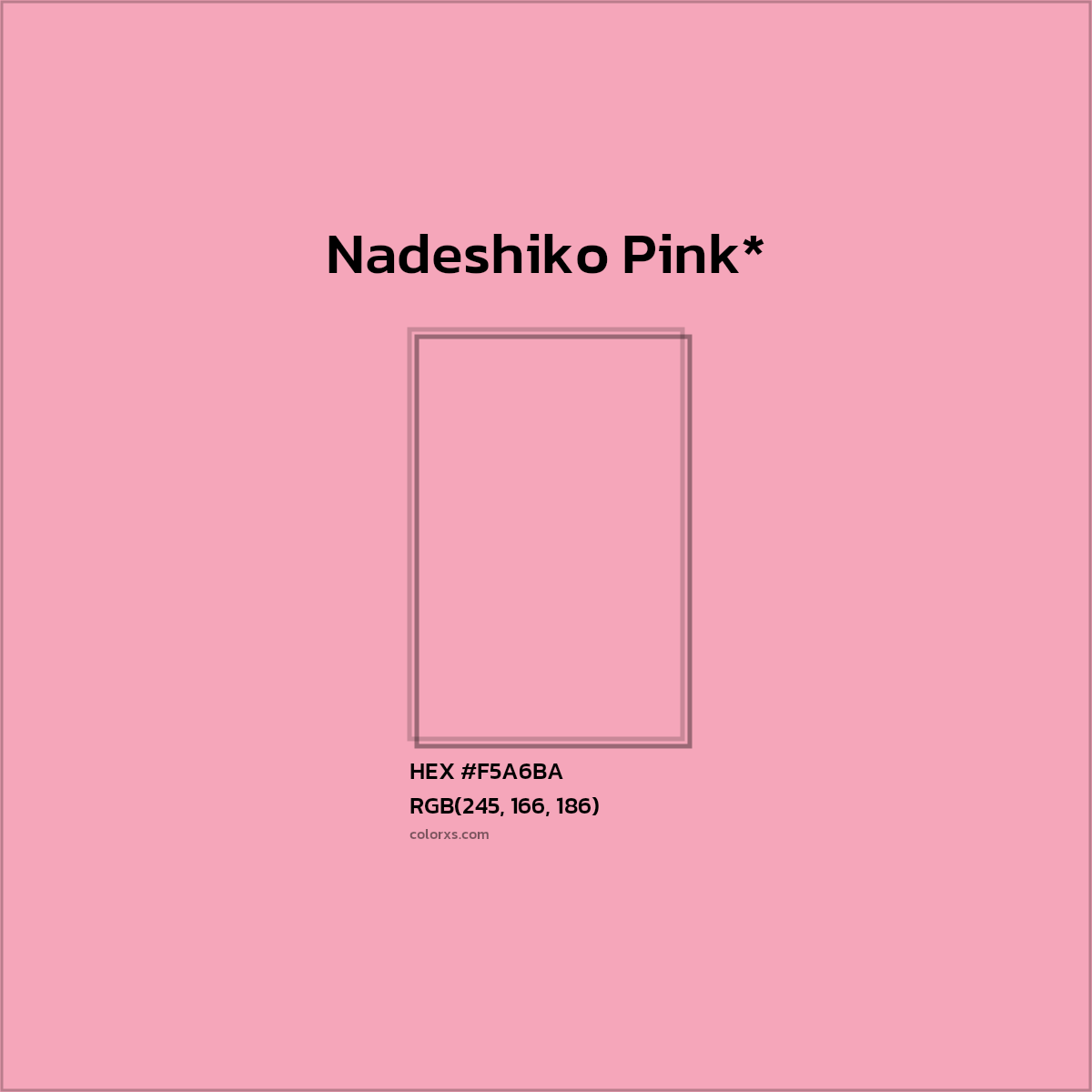 #F5A6BA hex color. RGB, RYB, CMYK, HSL, HSV codes and color conversions. Matching color names, palettes, paints.