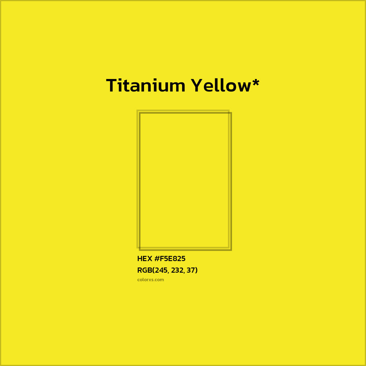 #F5E825 hex color. RGB, RYB, CMYK, HSL, HSV codes and color conversions. Matching color names, palettes, paints.
