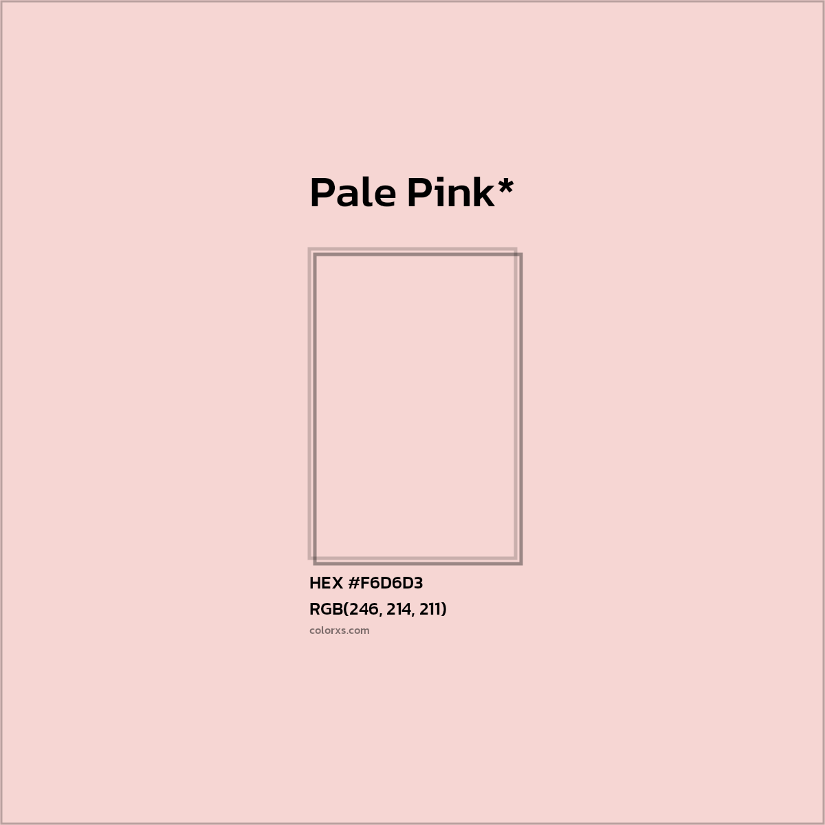 #F6D6D3 hex color. RGB, RYB, CMYK, HSL, HSV codes and color conversions. Matching color names, palettes, paints.