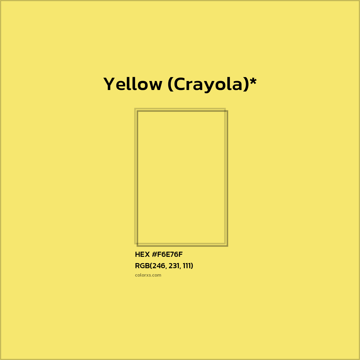 #F6E76F hex color. RGB, RYB, CMYK, HSL, HSV codes and color conversions. Matching color names, palettes, paints.