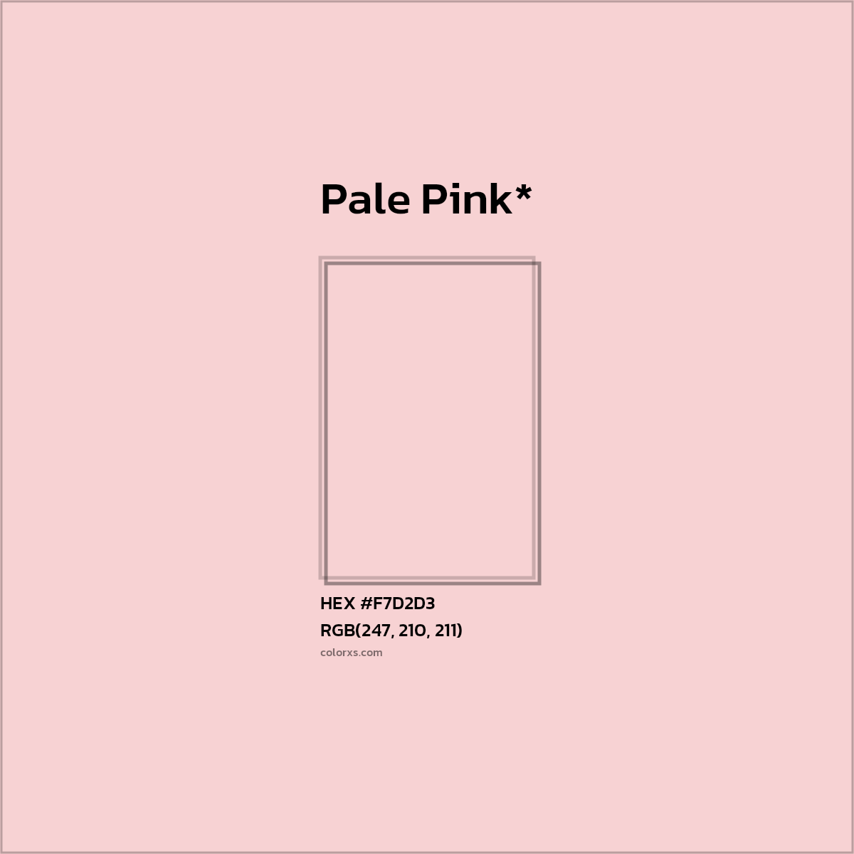 #F7D2D3 hex color. RGB, RYB, CMYK, HSL, HSV codes and color conversions. Matching color names, palettes, paints.