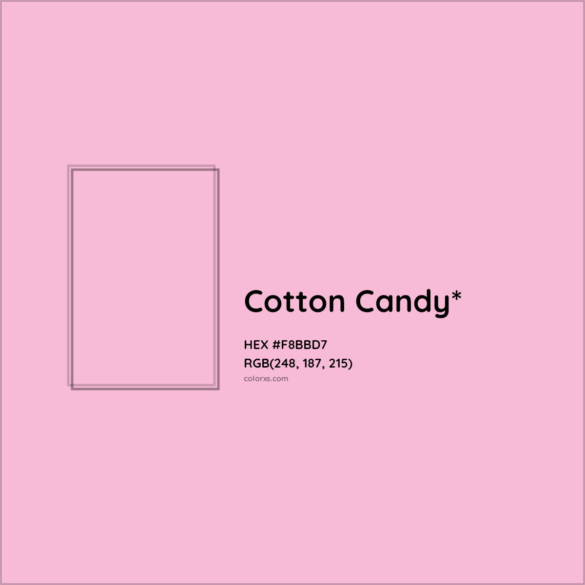 #F8BBD7 hex color. RGB, RYB, CMYK, HSL, HSV codes and color conversions. Matching color names, palettes, paints.