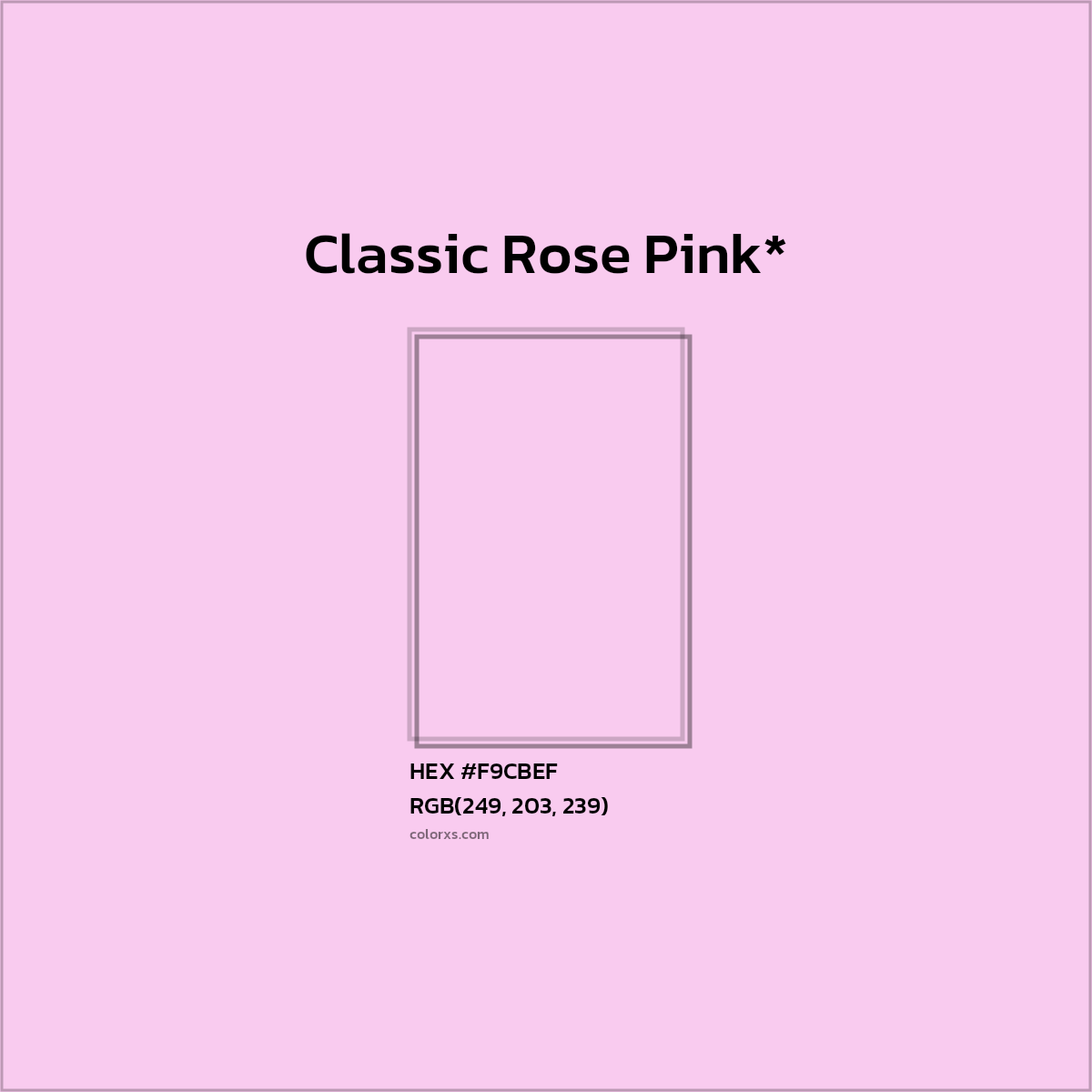 #F9CBEF hex color. RGB, RYB, CMYK, HSL, HSV codes and color conversions. Matching color names, palettes, paints.