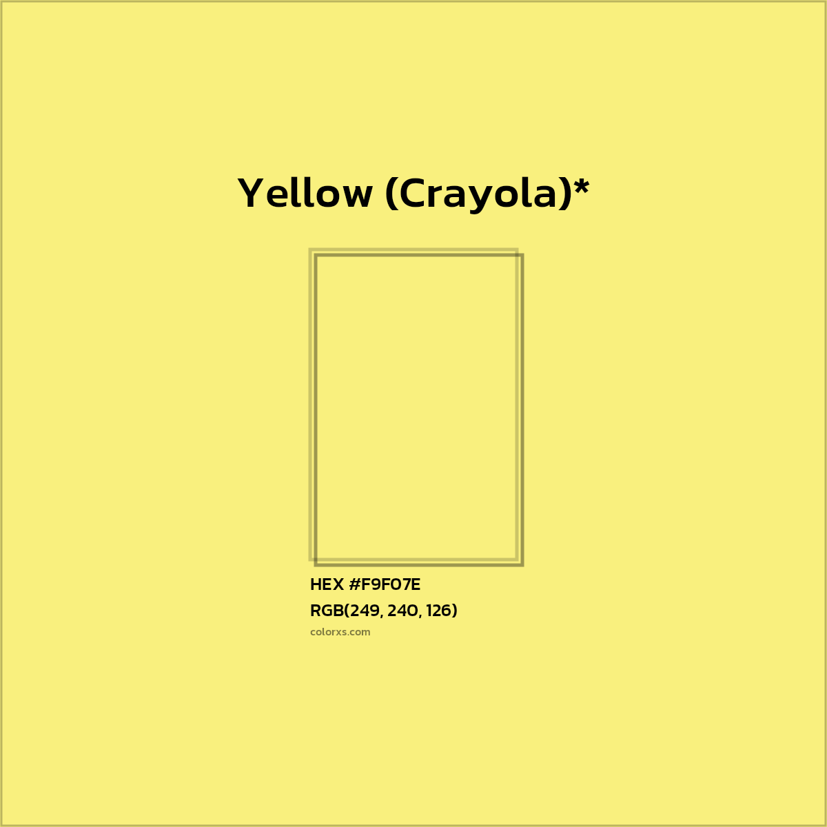 #F9F07E hex color. RGB, RYB, CMYK, HSL, HSV codes and color conversions. Matching color names, palettes, paints.