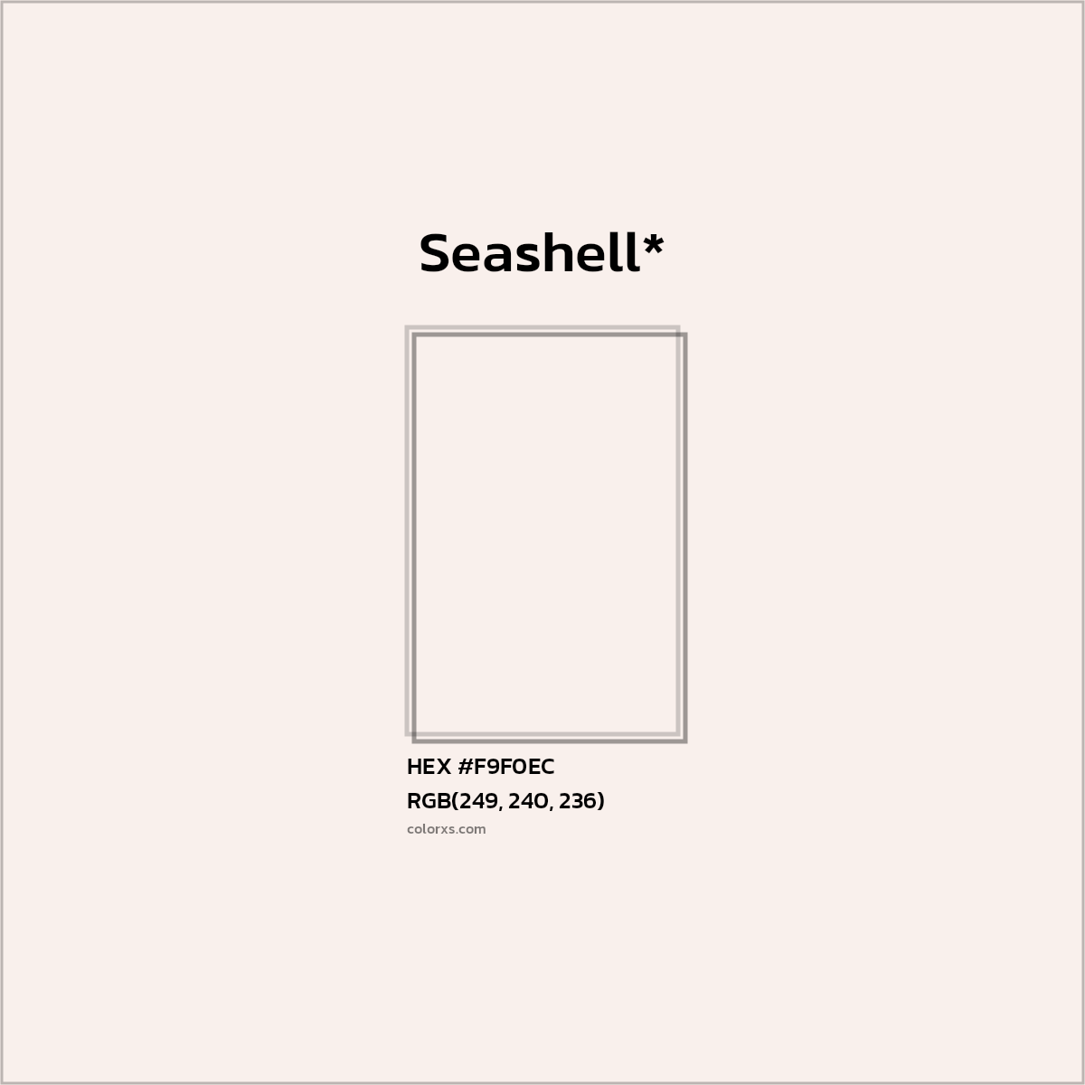 #F9F0EC hex color. RGB, RYB, CMYK, HSL, HSV codes and color conversions. Matching color names, palettes, paints.