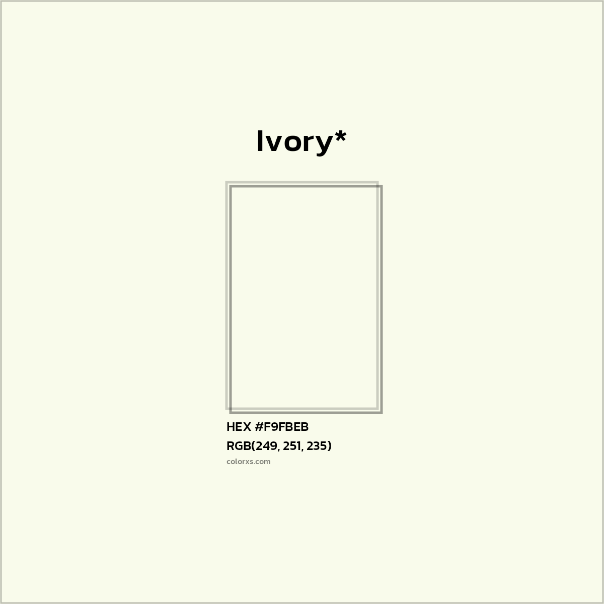 #F9FBEB hex color. RGB, RYB, CMYK, HSL, HSV codes and color conversions. Matching color names, palettes, paints.