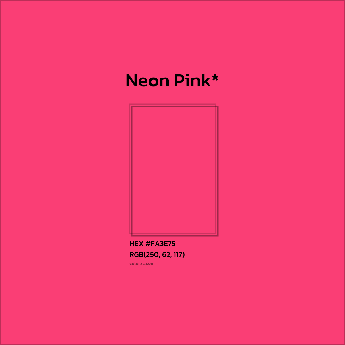 #FA3E75 hex color. RGB, RYB, CMYK, HSL, HSV codes and color conversions. Matching color names, palettes, paints.