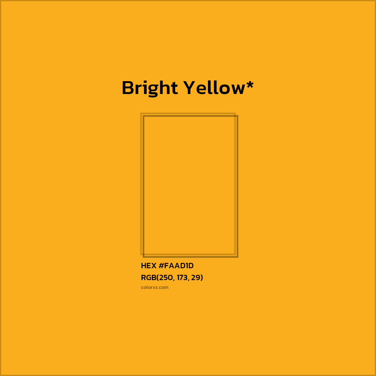 #FAAD1D hex color. RGB, RYB, CMYK, HSL, HSV codes and color conversions. Matching color names, palettes, paints.