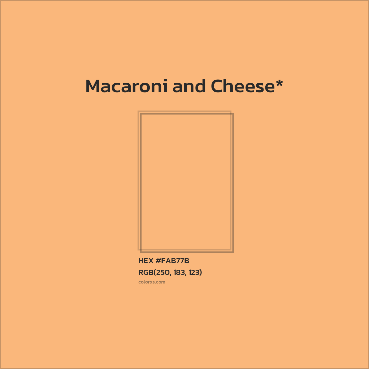 #FAB77B hex color. RGB, RYB, CMYK, HSL, HSV codes and color conversions. Matching color names, palettes, paints.