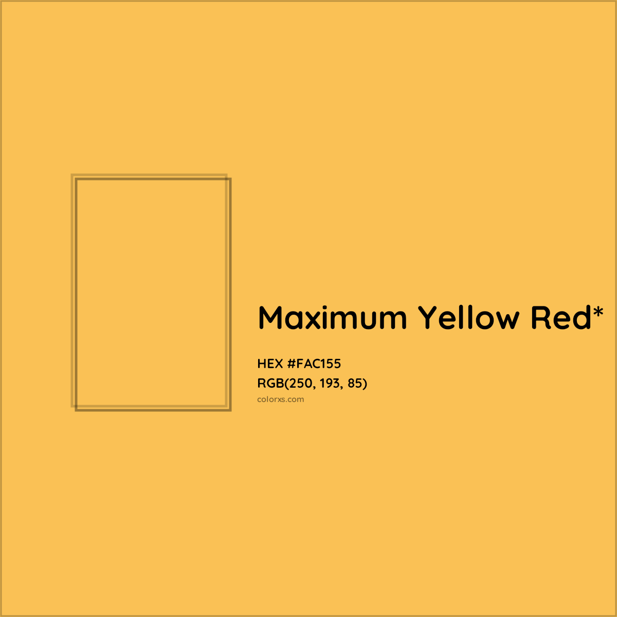 #FAC155 hex color. RGB, RYB, CMYK, HSL, HSV codes and color conversions. Matching color names, palettes, paints.
