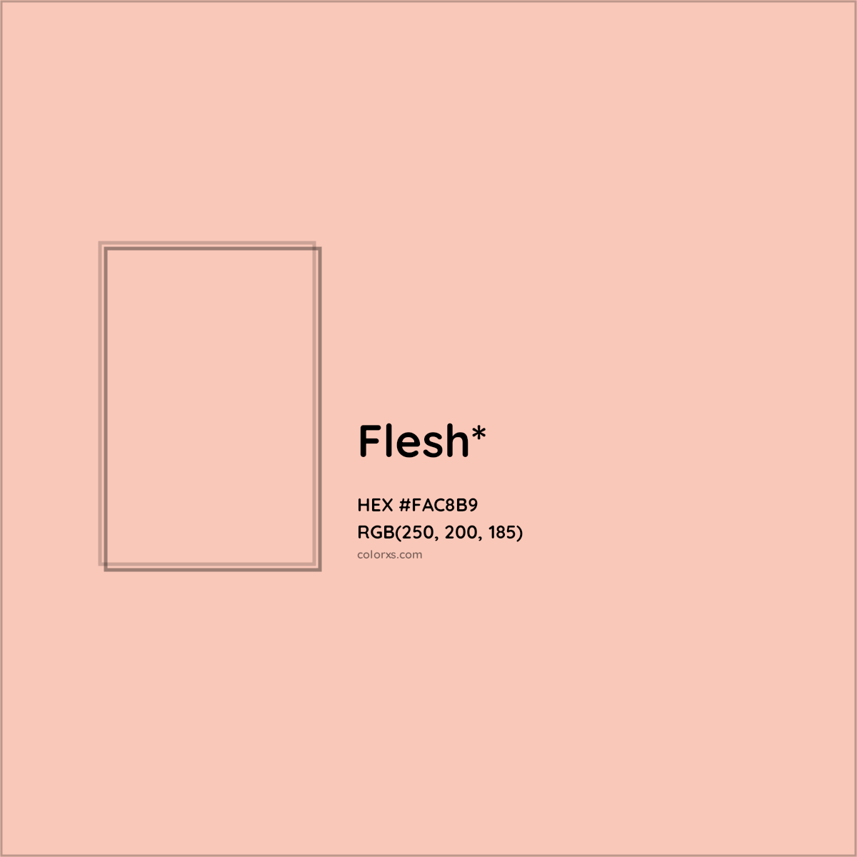 #FAC8B9 hex color. RGB, RYB, CMYK, HSL, HSV codes and color conversions. Matching color names, palettes, paints.
