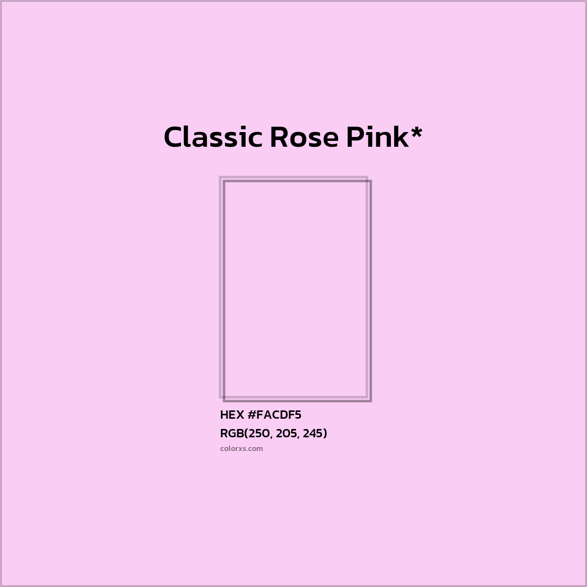 #FACDF5 hex color. RGB, RYB, CMYK, HSL, HSV codes and color conversions. Matching color names, palettes, paints.