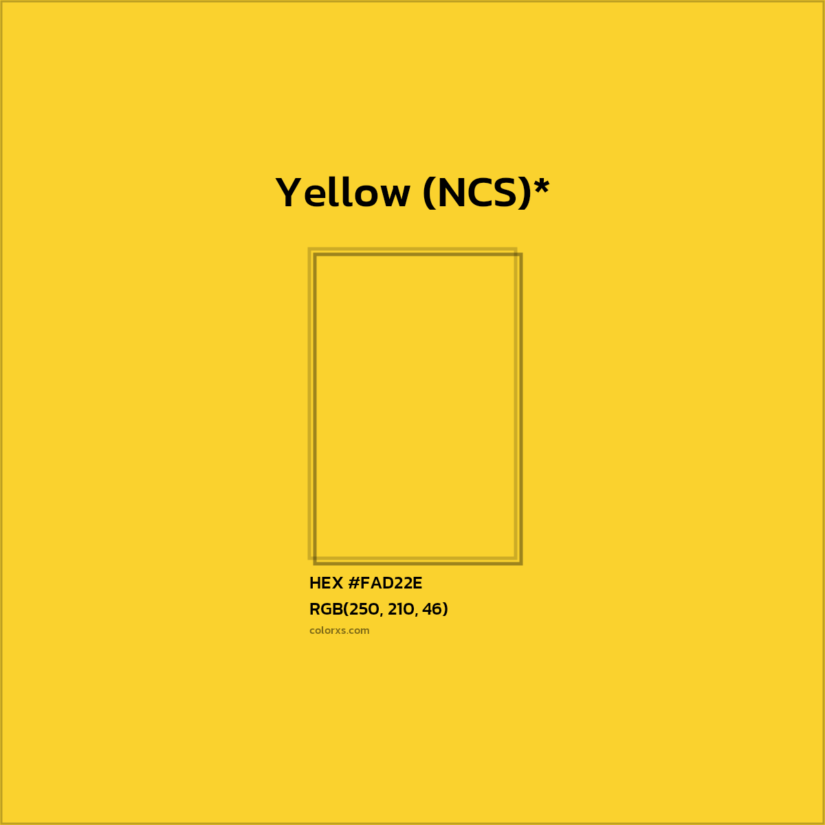 #FAD22E hex color. RGB, RYB, CMYK, HSL, HSV codes and color conversions. Matching color names, palettes, paints.